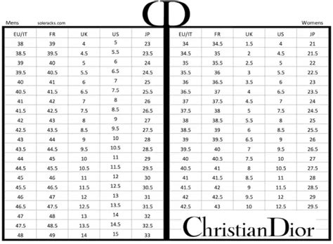 dior sneakers size chart